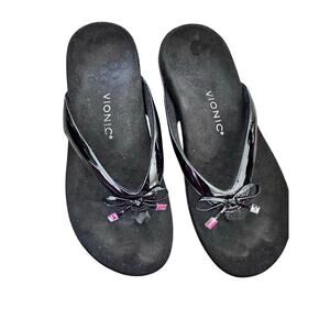 Vionic Women's Black Orthaheel Bella II Flip Flop Sandals Size 10
